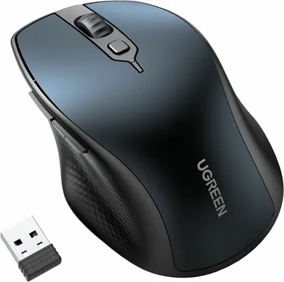 UGreen Bežični miš, Bluetooth, 5.0 i 2.4 GHz, 5 tipki, Crni