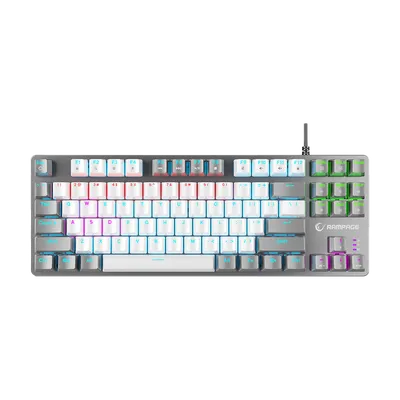 Rampage Gaming Tipkovnica, Bijelo/siva, Crveni prekidač, Mehanička, Engleski layout, Rainbow TKL, Snug K14, 41852