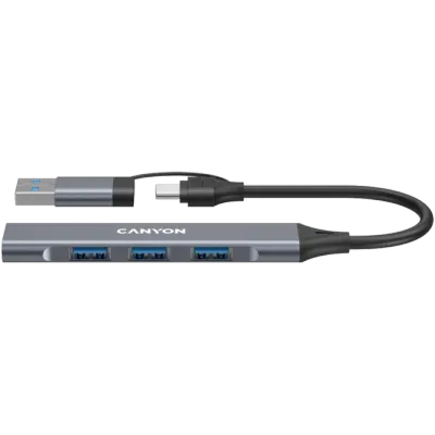 Canyon Hub Canyon DS-02 4in1 USB-A/C, Sivi