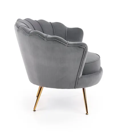 Fotelja 9590044 siva velvet sa zlatnim metalnim nogama