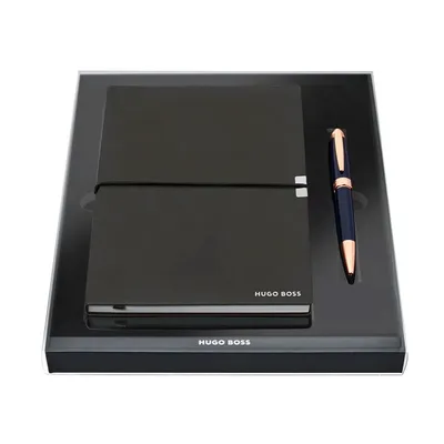 Hugo Boss Set olovka hemijska i notes A5 HPBH001AL, Crno-plavi