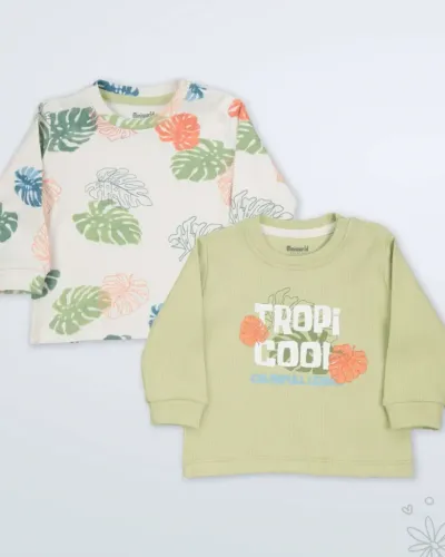 Miniworld Set majica za bebe Pistacio 2, 2 Komada, Šareni