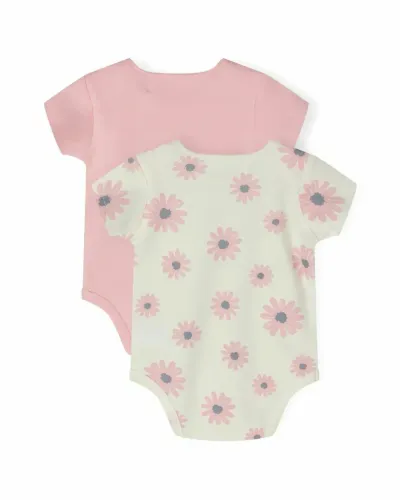 Minoti Set bodija za bebe Cvjetići, 2 Komada, Roze