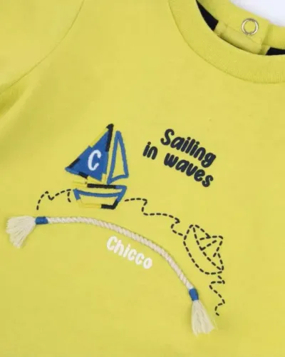 Chicco Majica za bebe Sailing in waves, Žuta