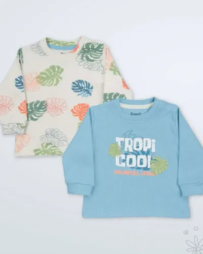 Miniworld Set majica za bebe Tropi Cool 1, 2 Komada, Šareni