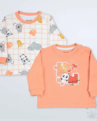 Miniworld Set majica za bebe Panda 3, 2 Komada, Šareni