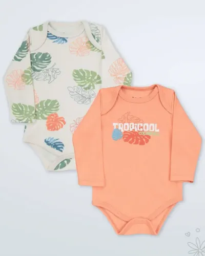 Miniworld Set bodija za bebe Tropi Cool 2, 2 Komada, Šareni
