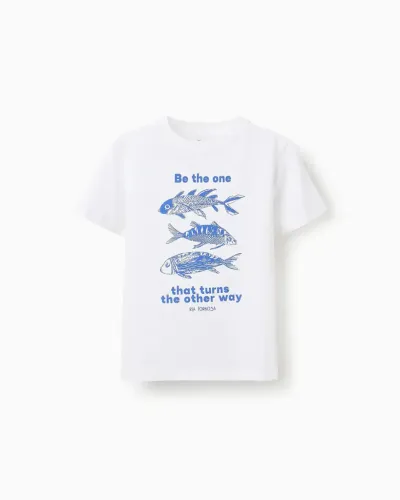 Zippy Majica za dječake Fish,Bijela