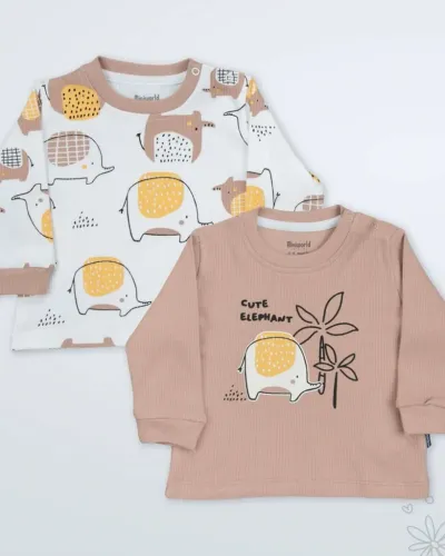 Miniworld Set majica za bebe, 2 Komada, Šareni