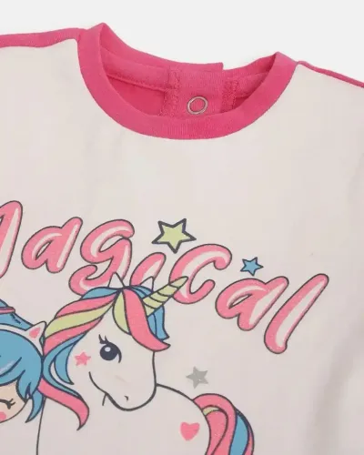 Chicco Majica za bebe Jednorog, Bijelo-roza