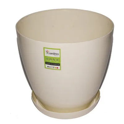 Saksija Lux, 22cm, Sa podmetačem, Bež