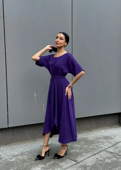 ALLURE Ženska haljina Hanadi Linen, Ljubičasta