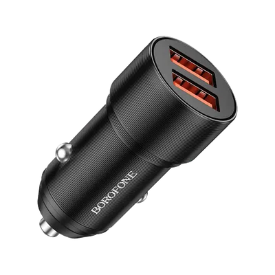 Borofone Auto punjač USB BZ19B Wisdom 36W dual port QC3.0 2xUSB, Crni