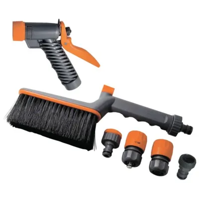 Papillon Garnitura za pranje auta četka + pištolj + 4 spojnice 1/2", Narandžasta