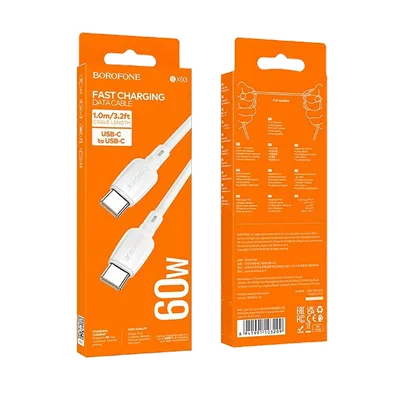 Borofone USB kabl BX93 Super power 60W fast charging data Type-C to Type-C 1m, Bijeli