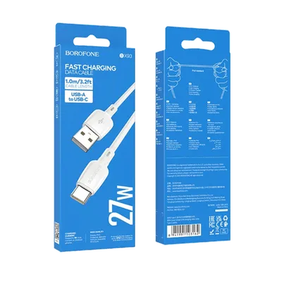 Borofone USB kabl BX93 Super power 27W charging data Type-C 1m, Bijeli