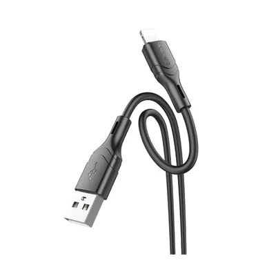 Borofone USB kabl BX99 Method 60W, 2,4 A silicone charging data kabl 1m, Type-A to lighting, Crni
