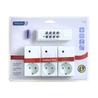 Vivanco Set od tri utičnice + bežični daljinski sa RF kontrolom, 1000W, Bijeli