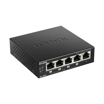 D-Link Switch DES-1005P/E, 5 portova, 10/100, POE, Crni