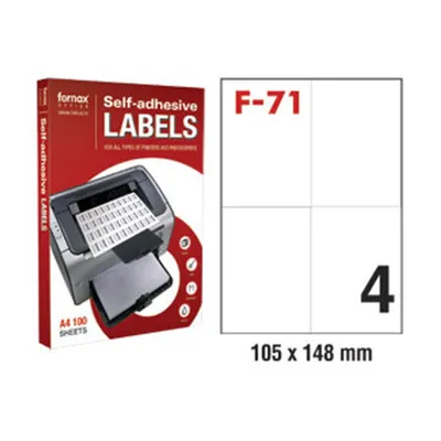 Fornax Naljepnice, 105x148, F-71, Bijele, 100 komada