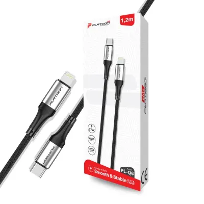 Platoon Elite Data kabal PL-Q6 Type-C na Lightning 1.2m, Sivi