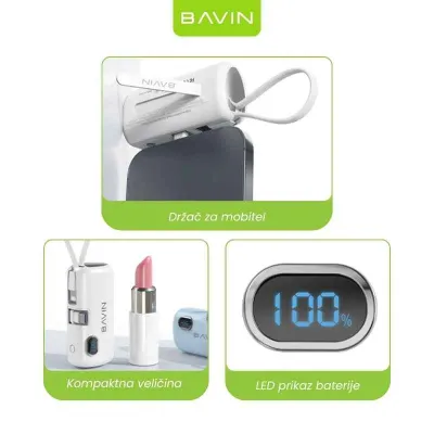 Bavin Mini powerbank PC1091S Lightning 5000mAh, Crni