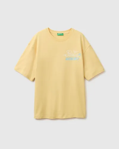 Benetton Ženska majica s printom 3096D10D1-3E2-XS, Žuta