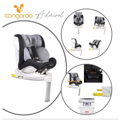 Cangaroo Autosedište Admiral, 360°, 0-36 kg, Tamnosivo