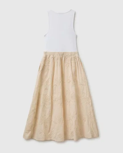 Benetton Ženska haljina s cvijetnim vezom 4RWNDV0CO-901-L, Krem