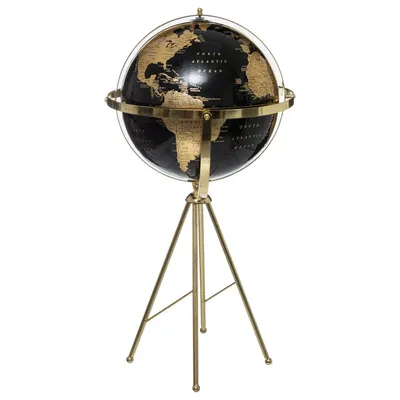 Atmosfera Dekorativni stajaći globus, 60 cm, zlatno-crne boje