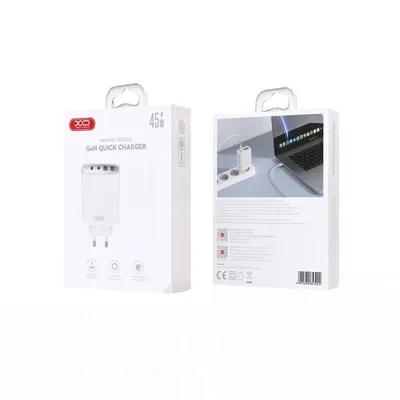 XO Kućni punjač CE22, 2xUSB-C, 2xUSB-A, 45W, Bijeli