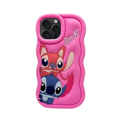 Silikonska maska za mobilni telefon Iphone 16 Stitch, Roza