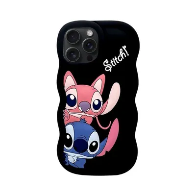 Silikonska maska za mobilni telefon Iphone 16 Stitch, Crna