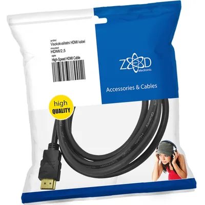 ZED electronic HDMI kabl 2.5 m, ver. 1.4, HDMI/2.5