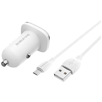 Borofone Auto punjač sa micro USB kablom, 2 x USB, 5 V/2.4 A, BZ12