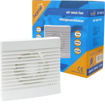 Home Ugradbeni aspirator za ventilaciju, 158 x 158 mm, EV 100/S, Bijeli