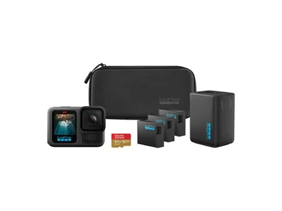 GoPro Akciona kamera Hero 13 Black Extended, Crna + Punjač za baterije + Baterije, 3 komada + SanDisk Memorijska kartica, 64Gb