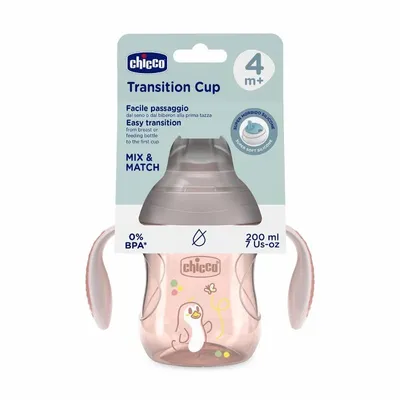 Chicco Čaša Transition, 4m+, 200 ml, Roze