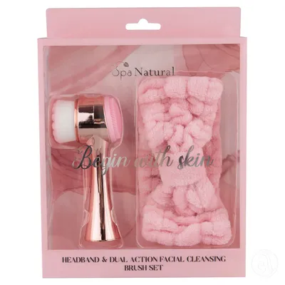 Spa Natural Set traka za kosu i četka za lice,Roze-zlatna