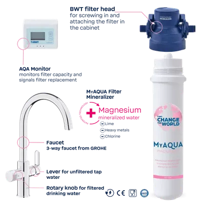 BWT Set filtera za vodu AQA drink Pure 2.0 + Grohe 3‑u‑1 Sa MyAqua Perfect Taste filterom
