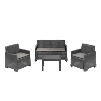 Progarden Vrtni set Iseo Rattan sa jastucima, Antracit-Sivi