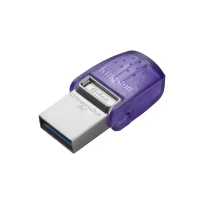 Kingston Flash memorija DT microDuo 3C, 64GB, USB-A + USB-C, do 200MB/s, Crna