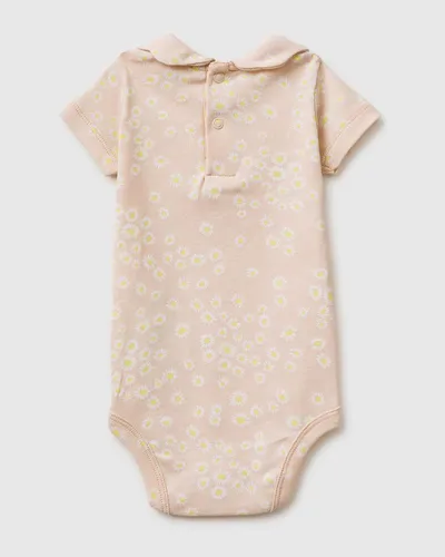 Benetton Bodi s ovratnikom za bebe 30NDAB00YW-60J-74, Cvjetni, Svijetlo roze