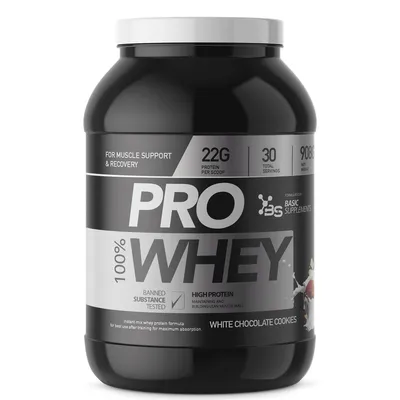 Basic Supplements PRO Whey, 908g, Bijela čokolada i keks