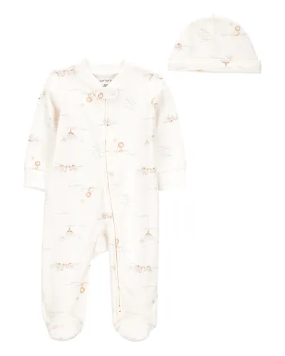 Carters Komplet za bebe, zeka i kapa, Krem