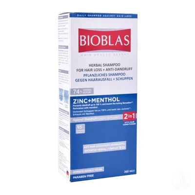 BIOBLAS Šampon protiv peruti i opadanja kose cink i mentol 360ml