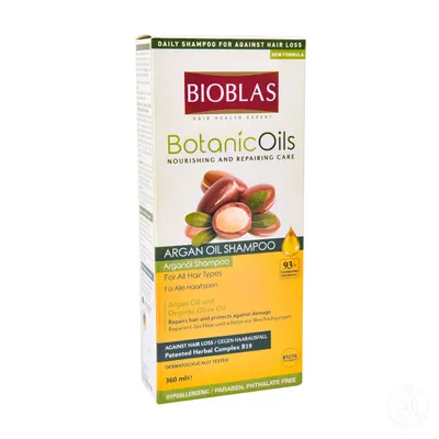 BIOBLAS Šampon protiv opadanja i za obnavljanje kose maslinovo i arganovo ulje 360ml