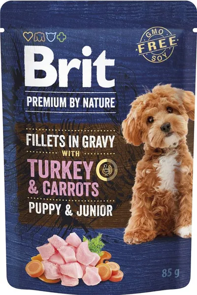 BRIT Vlažna hrana za pse Fileti u umaku Premium by Nature, Puretina i mrkva, 85 g