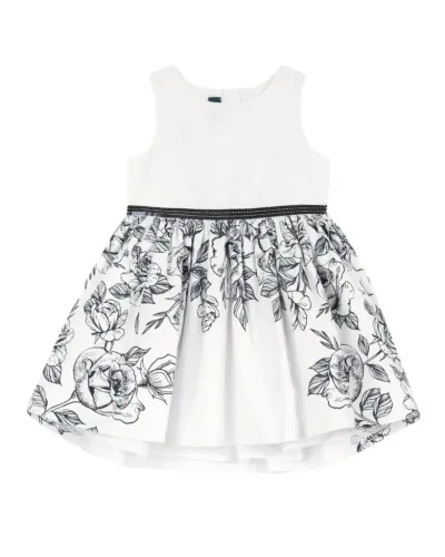 Chicco Haljina za djevojčice Flower print, Bijelo-crna