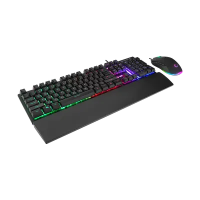 Rampage Gaming set Tastatura + Miš KM-RX7 Fortuna Rainbow, Pozadinsko osvetljenje, US, 6400 dpi, Crni
